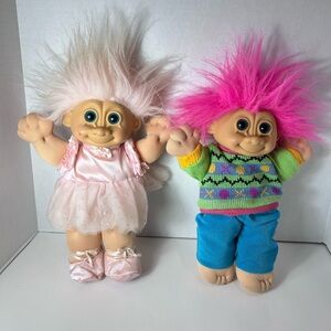 Lot Of 2 Russ Berrie Troll Dolls  Soft Stuffed Original . #2360 # 2324